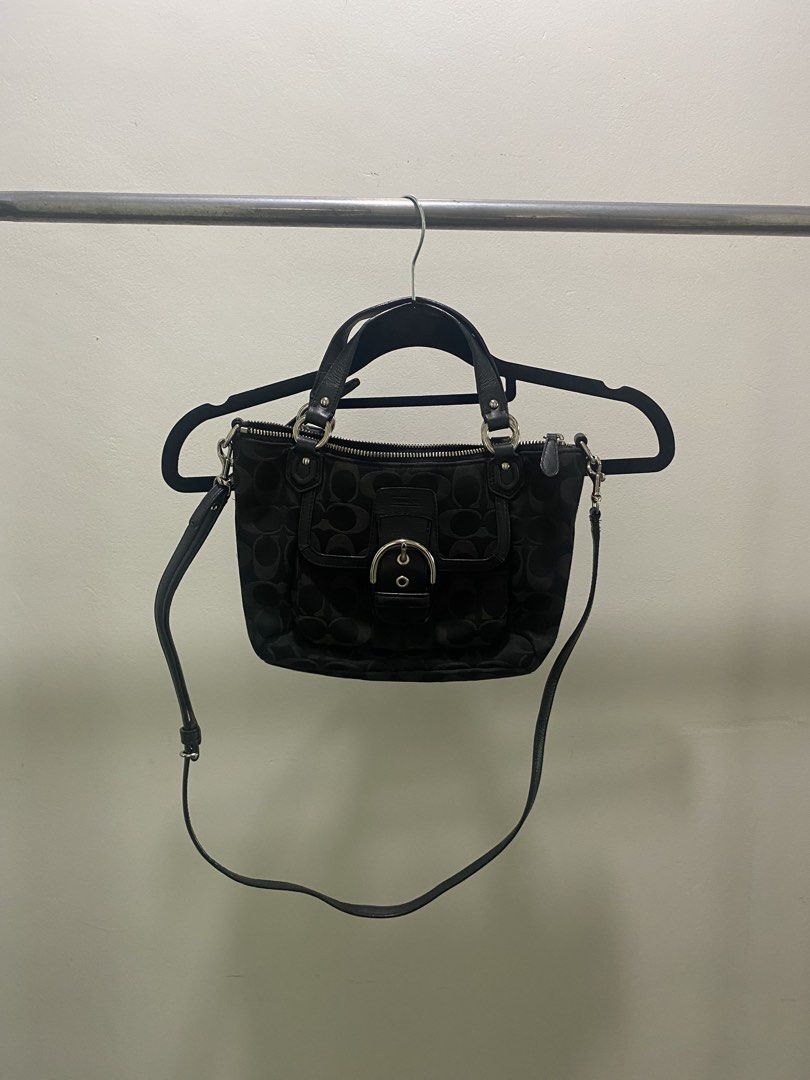 Coach Signature Monogram Canvas Shoulder Bag (Category: Luxury Bags & Wallets) located in Baguio. Submitted by sleeepytofu (Listing ID 1463587259, Image 1). Description: - Authentic Coach monogram canvas handbag - Stylish front buckle detail - Secure top zipper closure - Includes a detachable shoulder strap - Versatile: can be worn as a top-handle or crossbody bag.