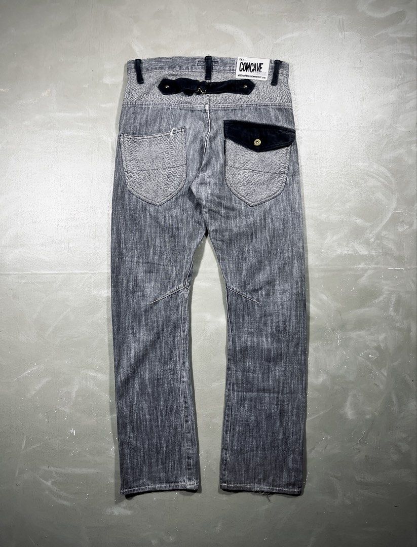Concave Attempt Cinch Back Patchwork Pockets Denim Jeans (Category: Jeans) located in Baguio. Submitted by highland.archives (Listing ID 1463740582, Image 1). Description: Concave pants Pristine condition Waistline: 32" Knee: 8" Thighs: 9.5" Inseam: 31" Full length: 41" Opening: 8".