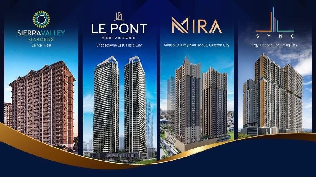 Condominium Projects: Sierra Valley, Le Pont, Mira, Sync (Category: Construction & Building Materials) located in Quezon City. Submitted by ivansabado.rpmmc (Listing ID 1463648528, Image 1). Description: - Sierra Valley Gardens in Cainta, Rizal - Le Pont Residences in Bridgetowne East, Pasig City - Mira in Mirasol St., Brgy. San Roque, Quezon City - Sync in Brgy. Bagong Ilog, Pasig City - Excellent investment opportunities in these prime location