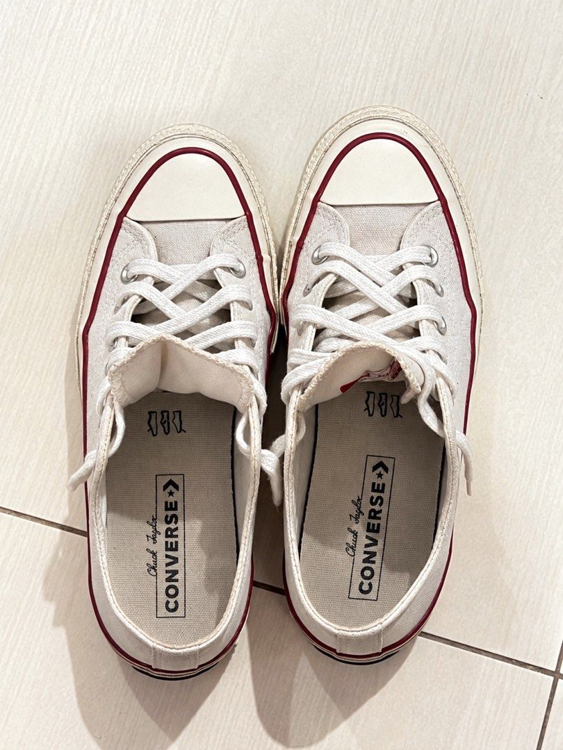 Converse Chuck Taylor All Star Low Top (Beige) (Category: Sneakers) located in Caloocan City. Submitted by scyl_ (Listing ID 1463708225, Image 1). Description: manage expectations ‼️ - no flaws (needs cleaning) - no box - size 8 - dm for more deets - no meetups loc: caloocan .