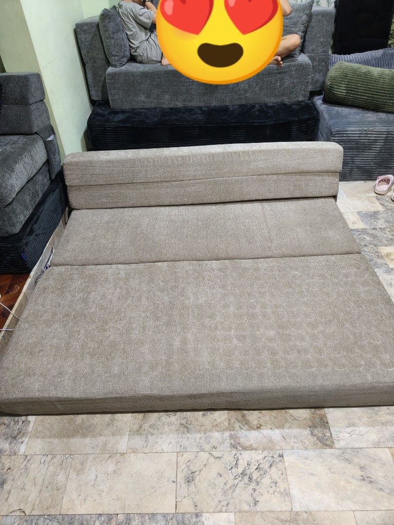 COSOVA 180x200cm Foldable Sofa Bed - Beige (Category: Sofas) located in Las Pinas. Submitted by jmtan1730 (Listing ID 1463701374, Image 2). Description: - Versatile 2-in-1 sofa bed - Easily converts from sofa to flat bed - Neutral beige color complements any decor - Ideal for small apartments or guest rooms - Comfortable for both lounging and sleeping.