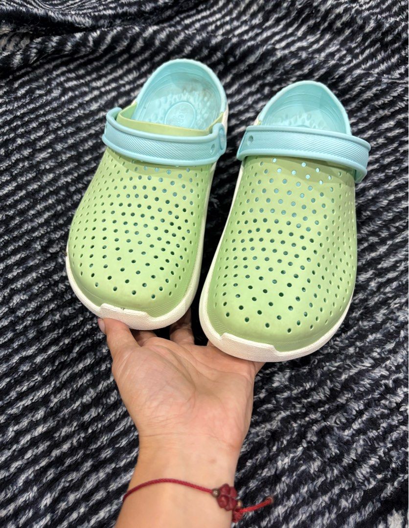 Crocs Literide Clogs Green/Aqua (Category: Slippers & Slides) located in Digos. Submitted by kathydiane76376 (Listing ID 1463693987, Image 3). Description: - Super comfy Crocs Literide Clogs - Color: Light green with aqua blue accents - Easy slip-on design - Ideal for everyday wear, beach trips, or lounging - Features soft and supportive Literide footbed.