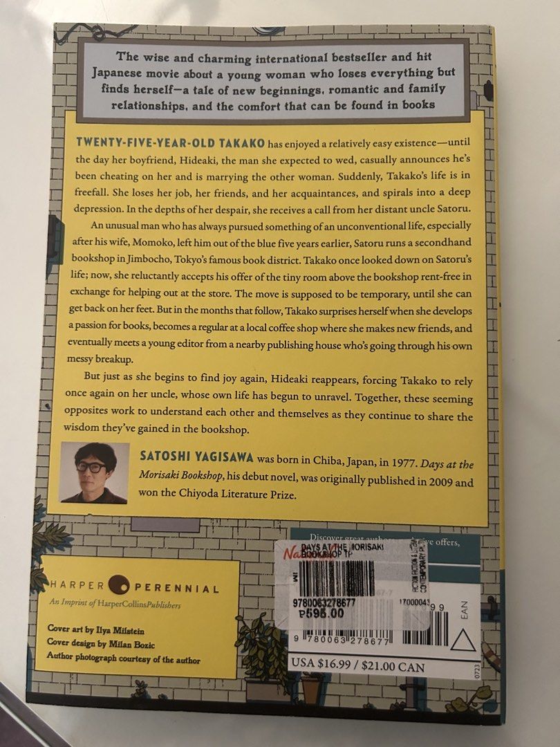 Days at the Morisaki Bookshop (Category: Storybooks) located in Manila. Submitted by hkaw08 (Listing ID 1463568247, Image 2). Description: 🚨 URGENT SELLING MOP: GCash MOD: Lalamove / Grab LOC: Metro Manila Condition: PM for pictures of the item’s current condition..