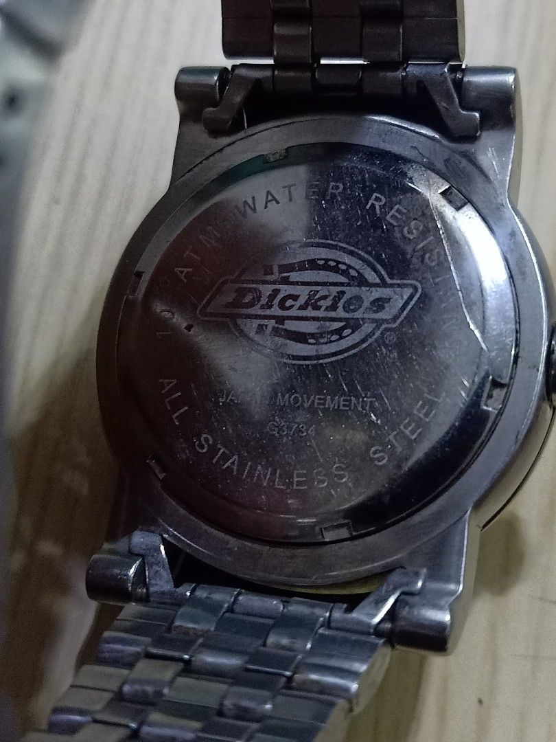 Dickies (Category: Men's Watches) located in Las Pinas. Submitted by quick_deals_great_finds2 (Listing ID 1463662215, Image 3). Description: Original good working condition Quartz with battery 42mm large fits wrist 7.2 inches.