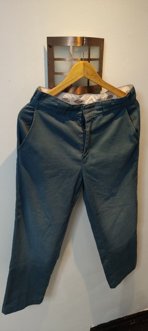 Dickies Urban Outfitters Teal Work Pants (Category: Trousers) located in Bulacan. Submitted by adrian2325 (Listing ID 1463721065, Image 2). Description: - Dickies x Urban Outfitters collaboration - Teal color - Classic straight leg fit - Two front pockets - Two back pockets - Button and zipper closure - Ideal for everyday wear or work.