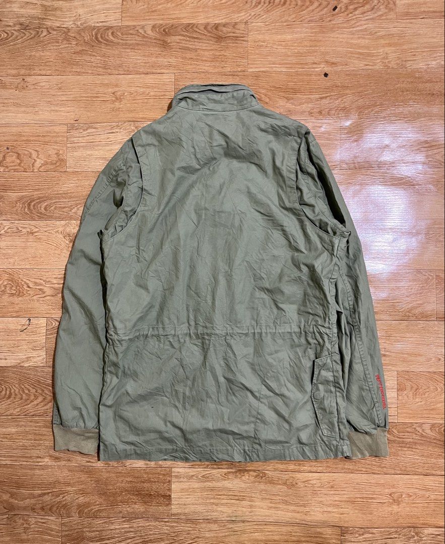 Diesel 55DSL Mod Coat Spring Coat Jacket Blouson (Category: Coats, Jackets and Outerwear) located in Zamboanga. Submitted by alterramz08 (Listing ID 1463714609, Image 2). Description: 55DSL (by Diesel) military-style field utility jacket featuring a bright red front zipper and orange contrast buttons. Size large on tag Width 23 length 31.5 Verygood Condition Price : 1,400 Pesos !!.