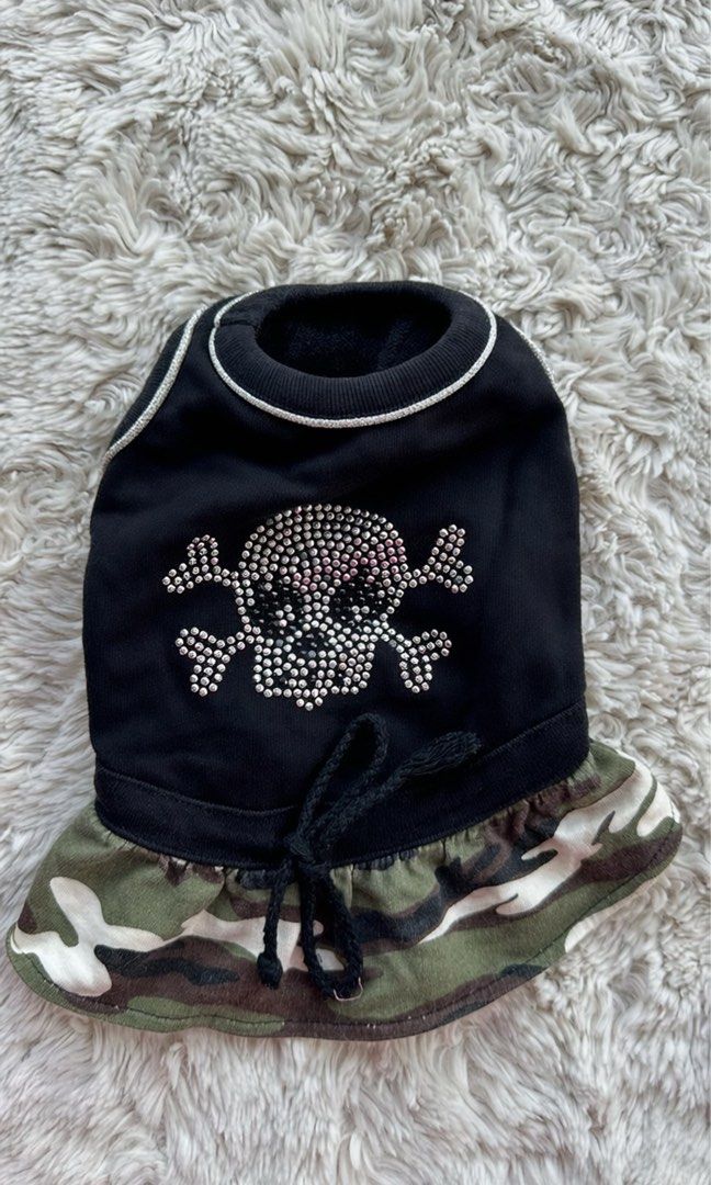 Dog Clothes Bundle - Camo & Skull Design Military Edition (Category: Homes & Other Pet Accessories) located in Paranaque City. Submitted by eckadcms (Listing ID 1463570454, Image 1). Description: Skull Camo Dress — Korean Brand ( Puppy Angel ) Camp T shirt Top with Shorts Will give free treats ✨💖 Size : XS Shipping via J&T grab and lalamove Shipping c/o buyer .