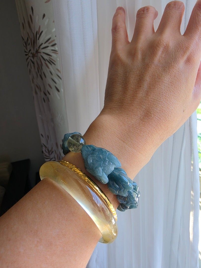 Dragon Jade Bracelet (Category: Bracelets) located in Manila. Submitted by cavalierdolls (Listing ID 1463588744, Image 3). Description: 💙🐉 BLUE WATER JADEITE DRAGON BRACELET Powerful dragon symbolism meets luminous blue-water jadeite. Beautifully carved, glossy, translucent and truly eye-catching under natural light. ✨ A statement piece for those who love meaningful jadeite with a strong presence. 📩 Message us for price and availability..