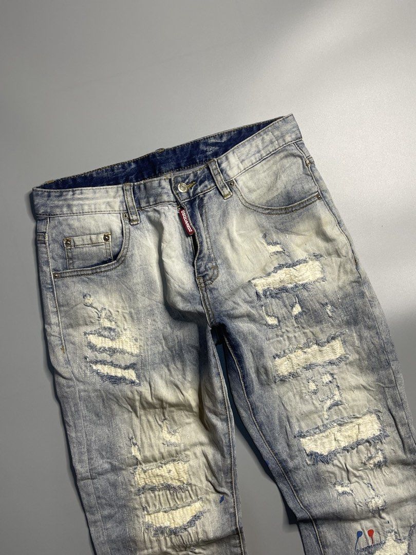 Dsquared2 Distressed Paint Splash (Category: Jeans) located in Pagadian. Submitted by thrift.wrld (Listing ID 1463709266, Image 2). Description: For Sale! ⚡Dsquared2 Distressed Paint Splash⚡ Size/Dimensions: 31 by 37 ‘ 6 hem Condition: Excellent | 10/10 Color rate ( Sobrang solid nito sa personal) 🏷️ Price: 700 + shipping fee 📍 Loc: Pagadian City, Zamboanga Del Sur 💬 Drop a message for more details! .