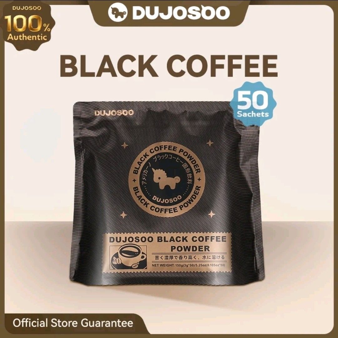 DUJOSOO Black Coffee Powder 50 Sachets (Category: Beverages) located in Manila. Submitted by justliber27074 (Listing ID 1463701146, Image 2). Description: You can find product info on TikTok. I'm an affiliate selling some stuff I got, new or like new and at a discounted price. Follow me for future products, I'll sell them cheaper..
