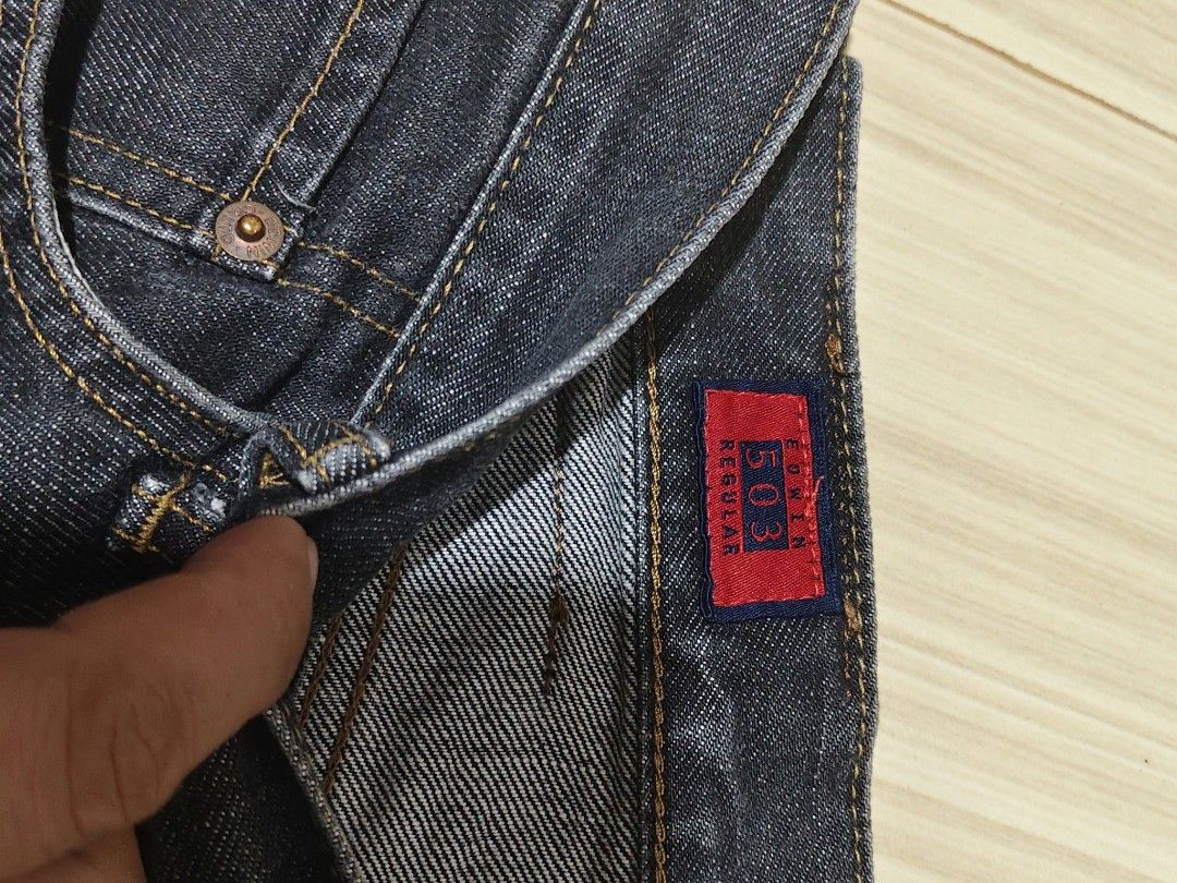 EDWIN 503 Regular Fit Jeans W34 L33 (Category: Jeans) located in Sariaya. Submitted by angelochintes732 (Listing ID 1463649023, Image 3). Description: - EDWIN 503 Jeans - Regular Fit - Size: 34x33 - Color: Dark Wash Denim - Style: Classic Five-Pocket - Closure: Button and Zip Fly - Wardrobe Staple - Ideal for Casual Wear.