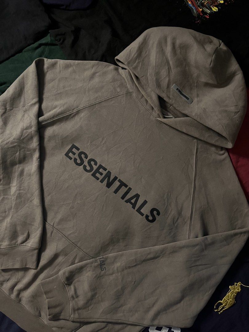 ESSENTIALS HOODIE (Category: Coats, Jackets and Outerwear) located in Manila. Submitted by urbanhits (Listing ID 1463607746, Image 2). Description: ESSENTIALS HOODIE / 28.5 Length / 25 width / 24 sleeve / 9/10 Condition 9/10 Color Rate uneven dot fade and need wash (issue).