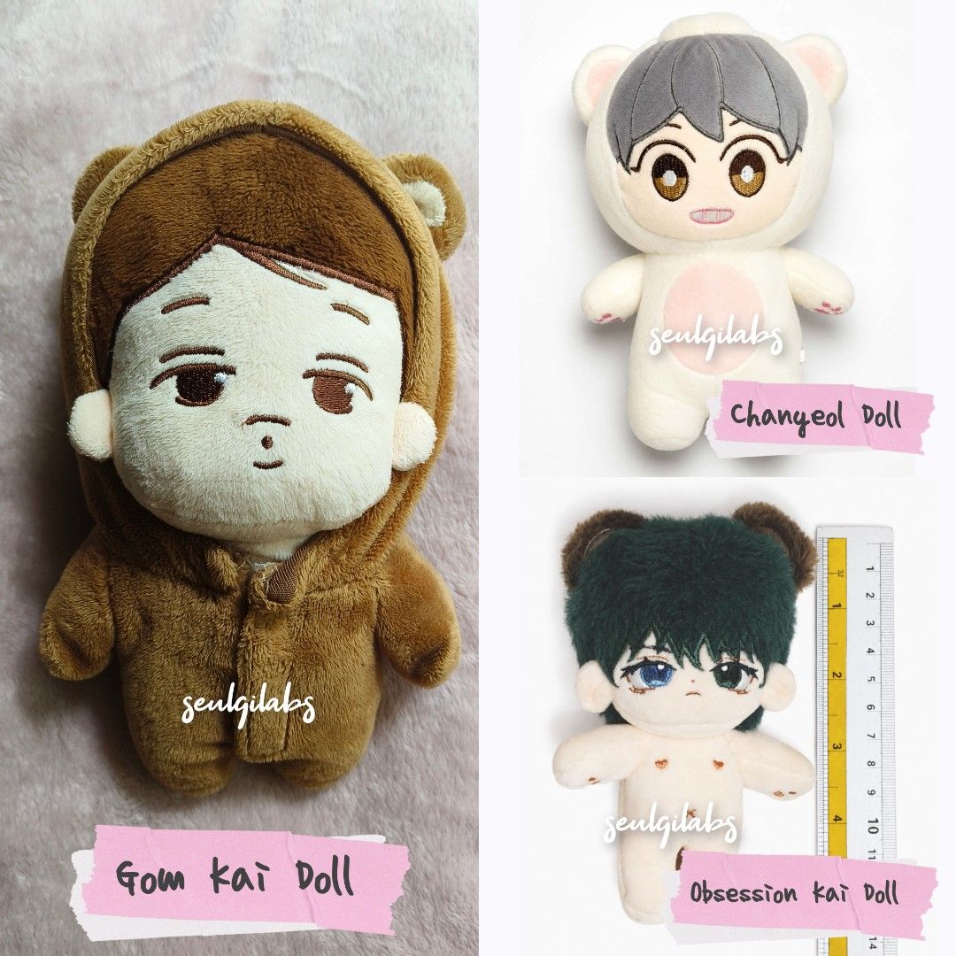 EXO Kai & Chanyeol Dolls (Category: Plushies & Soft Toys) located in Manila. Submitted by seulgilabs (Listing ID 1463697082, Image 1). Description: EXO KAI & CHANYEOL DOLLS Chanyeol 20cm Doll - 350 Kai Bear 20cm Doll - 650 Kai Obsession 15cm Doll - 450 MOP: MARIBANK MOD: J&T Will provide video and photos upon request..