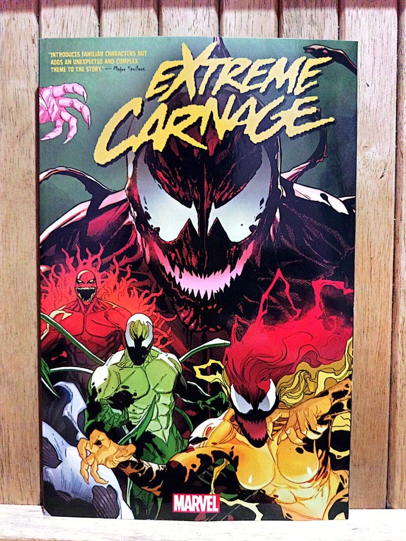 Extreme Carnage TPB Marvel Comic Book❗ (Category: Comics & Manga) located in Manila. Submitted by bravefox_0c9e03 (Listing ID 1463564333, Image 1). Description: - Marvel's Extreme Carnage comic book collection - Collects Alpha, Scream, Plague, Riot, Lasher, and Agony - Features Spider-Man and other symbiotes - Ideal for fans of the Marvel universe and symbiote stories - A must-have for collectors.