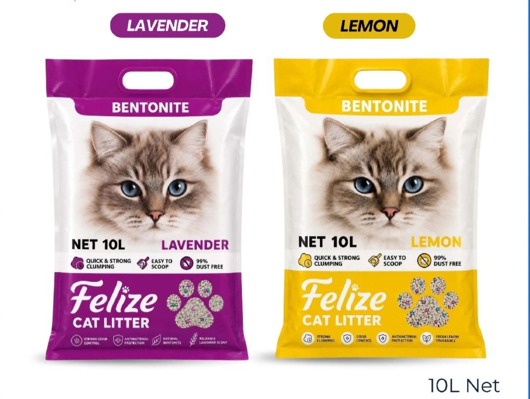 Felize Bentonite Cat Litter - Lemon Scented, 10L (Category: Health & Grooming) located in Manila. Submitted by charjin26839472 (Listing ID 1463564698, Image 2). Description: - Felize Bentonite Cat Litter - Lemon Scent - 10L Bag - Quick & Strong Clumping for easy scooping - 99% Dust-Free - Excellent Odor Control - Antibacterial Protection - Fresh Lemon Fragrance - Keeps your cat's litter box clean and fresh Store Hours • Monday to Saturday Morning