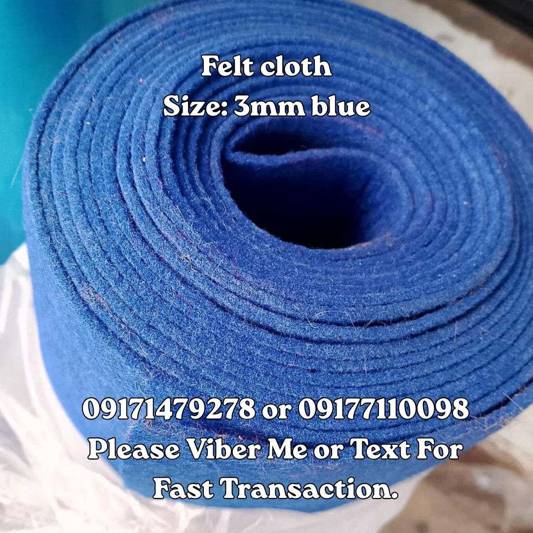 Felt cloth Size: 3mm blue (Category: Construction Tools & Equipment) located in Manila. Submitted by 09171479278_elsie. (Listing ID 1463580157, Image 1). Description: Felt cloth Size: 3mm blue.