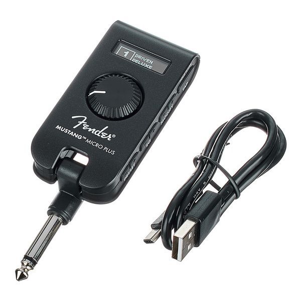 Fender Mustang Micro Plus Guitar Amplifier Plug (Category: Musical Instruments) located in Cebu City. Submitted by lito.villaflor (Listing ID 1463571813, Image 2). Description: - Plug directly into your guitar - Portable headphone amplifier - Built-in effects - Rechargeable battery - USB charging cable included - Ideal for quiet practice anywhere - Easy plug-and-play operation.