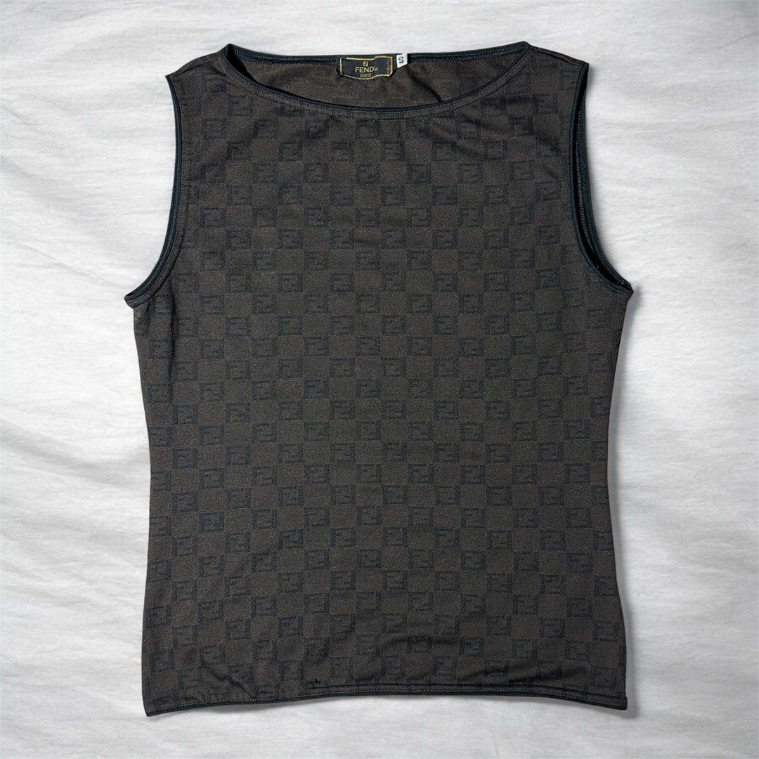 Fendi Zucca FF Stretchy Vintage TOP (Category: Luxury Apparel) located in Cagayan de Oro. Submitted by kjcartier26 (Listing ID 1463696823, Image 1). Description: Authentic Fendi Zucca FF Top. 😱🇯🇵 📌 18k Preloved Price.😍😱😱😱 📍In good condition. 📍Good material, Stretchable. 📍No pinhole, Tears, Burns, Loose garter. 📍Minimal Loose threads, Not so obvious 📍Faded tag, Already posted. 🤗.