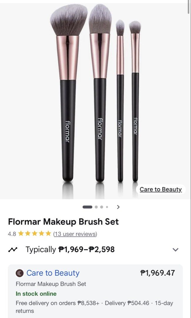 Flormar 4pc Brust Set (Category: Makeup) located in Manila. Submitted by nhycxnixx (Listing ID 1463696689, Image 3). Description: Flormar Brush Set 1299 srp 4pc brushes Brand new.
