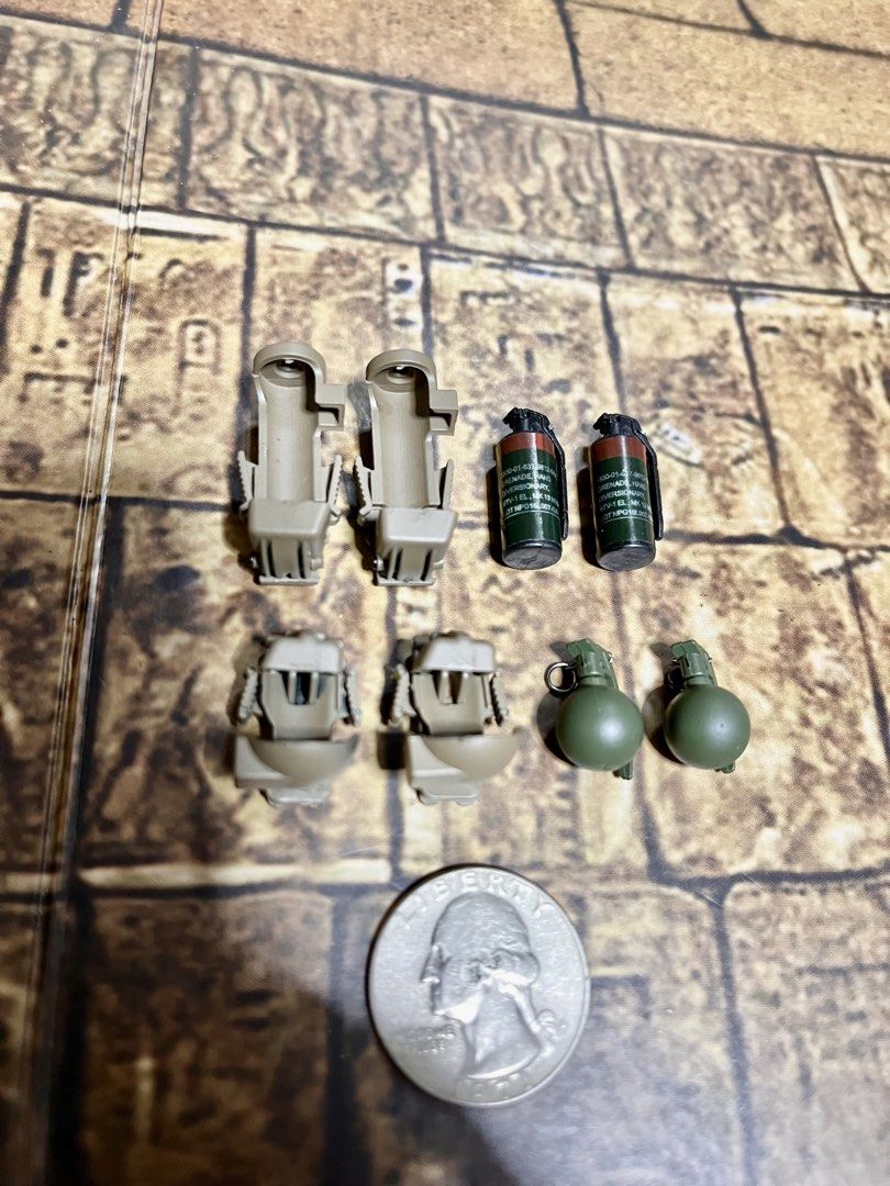 For 1:6 figure scale pmc (Category: Action & Battle Toys) located in San Juan City. Submitted by universalelite (Listing ID 1463601226, Image 3). Description: For 1:6 figure scale pmc Pistol set 800 Granade set 400 Pmc uniform set 2,500 Shades 300 Shoes 600 .