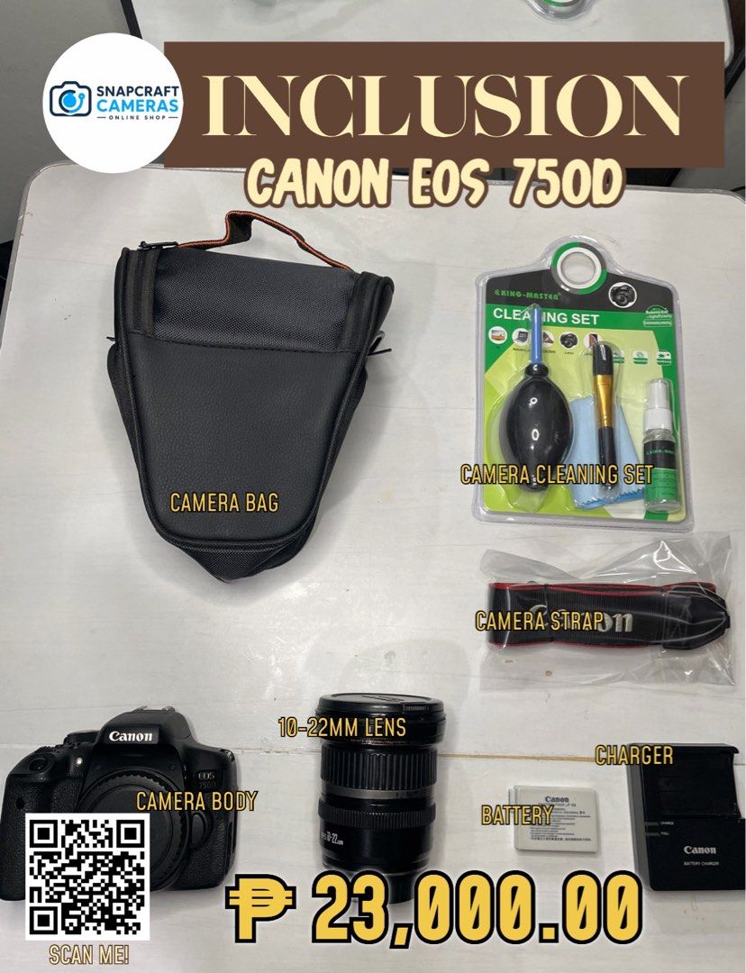 FOR SALE CANON EOS 750D (Category: Cameras) located in Manila. Submitted by m5930 (Listing ID 1463726973, Image 1). Description: 📸 FOR SALE: CANON EOS 750D / REBEL T6i 📸 💰 PRICE: ₱23,000 ✨ 24.2MP APS-C CMOS Sensor ✨ DIGIC 6 Processor ✨ 19-Point All Cross-Type Autofocus ✨ 5 FPS Continuous Shooting ✨ Full HD 1080p Video ✨ 3.0” Vari-Angle Touchscreen LCD ✨ Built-in Wi-Fi + NFC ✨ EF/EF-S Lens Compatible Perfect for 📷 photography, portraits, event