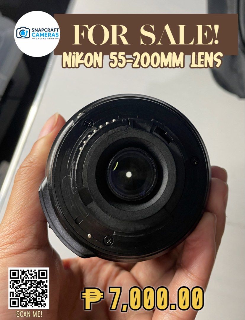 FOR SALE NIKON 55-200MM LENS (Category: Lens & Kits) located in Manila. Submitted by m5930 (Listing ID 1463725921, Image 3). Description: 📸 FOR SALE: NIKKOR 55-200mm LENS 🔥 ONLY ₱7,000! Perfect telephoto zoom lens for portraits, events, travel, sports, and capturing distant subjects. 📷✨ ✨ FEATURES: • 55-200mm Focal Length • Great for Portraits & Telephoto Shots • Nikon F-Mount • Compact & Lightweight Design • Ideal for Nikon DSLR Cameras 💰 ON