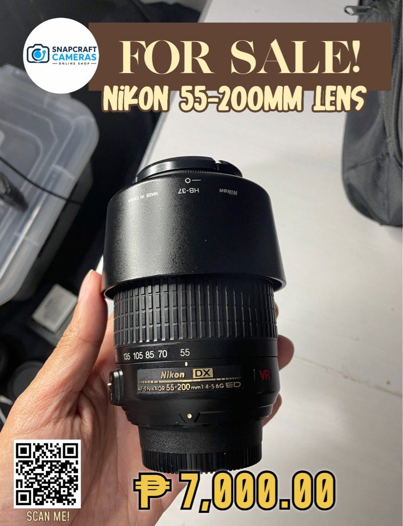FOR SALE NIKON 55-200MM LENS (Category: Lens & Kits) located in Manila. Submitted by m5930 (Listing ID 1463725921, Image 1). Description: 📸 FOR SALE: NIKKOR 55-200mm LENS 🔥 ONLY ₱7,000! Perfect telephoto zoom lens for portraits, events, travel, sports, and capturing distant subjects. 📷✨ ✨ FEATURES: • 55-200mm Focal Length • Great for Portraits & Telephoto Shots • Nikon F-Mount • Compact & Lightweight Design • Ideal for Nikon DSLR Cameras 💰 ON