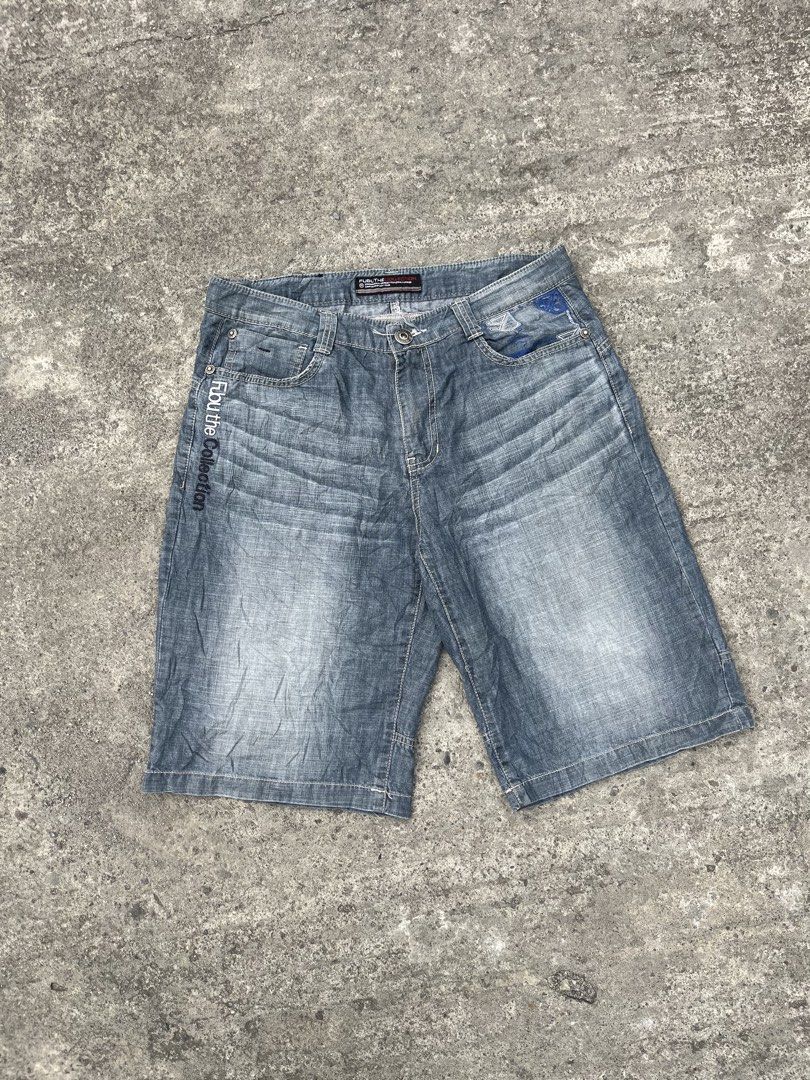 FUBU The Collection Denim Shorts (Category: Shorts) located in Manila. Submitted by zentree_04ef04 (Listing ID 1463595733, Image 1). Description: - FUBU The Collection denim shorts - Classic blue wash with subtle fading - Unique embroidered details on back pockets - Secure button and zip closure - Convenient belt loops - Perfect for everyday casual wear.