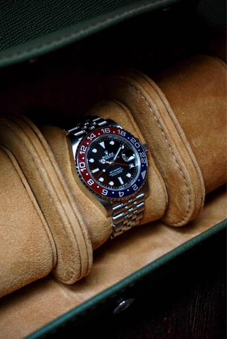 [Full Set] Rolex Pepsi GMT Master 2 Jubilee Bracelet Steel Discontinued Ceramic Bezel Ref. 126710BLRO (Category: Watches) located in Singapore. Submitted by watch.estate (Listing ID 1463637873, Image 2). Description: *Highly collectible Rolex discontinued Pepsi* Condition 9.5/10 Near mint, hardly worn. Unpolished. Light hairlines on clasp. - Statement piece - Ceramic red and blue bezel - Discontinued and good value - 40mm perfect size - Full set 