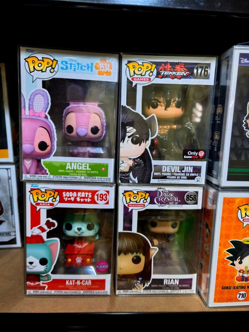 Funko pop (Category: Action & Battle Toys) located in Manila. Submitted by daily.tipid (Listing ID 1463643686, Image 1). Description: Funko pop 350 each Angel Rian Gorr kat N Car. devil Jin sold.