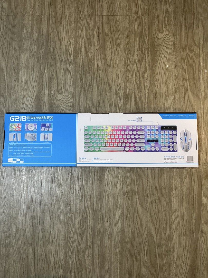 G21B Gaming Keyboard and Mouse Combo - RGB Backlit (Category: Computer Keyboard) located in Las Pinas. Submitted by rafael.jvlsa (Listing ID 1463661592, Image 2). Description: - G21B Keyboard and Mouse Set - Vibrant RGB Backlighting for Gaming Setup - Full-size Keyboard with Numeric Keypad - Matching RGB Mouse Included - Ideal for Gaming or Stylish Office Use - Comes in Original Packaging.