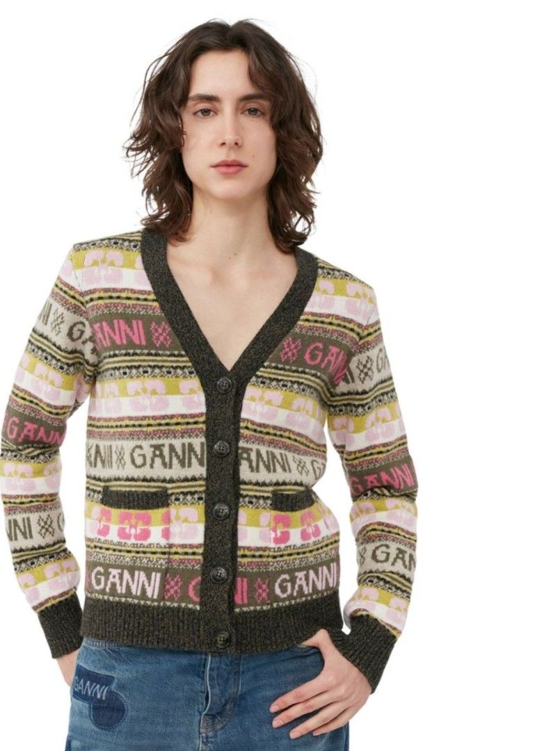 GANNI printes Button down wool cardigan (Category: Coats, Jackets and Outerwear) located in Caloocan City. Submitted by modishthriftstore (Listing ID 1463593053, Image 1). Description: Good as new, nothing to explain Makapal S-M size.