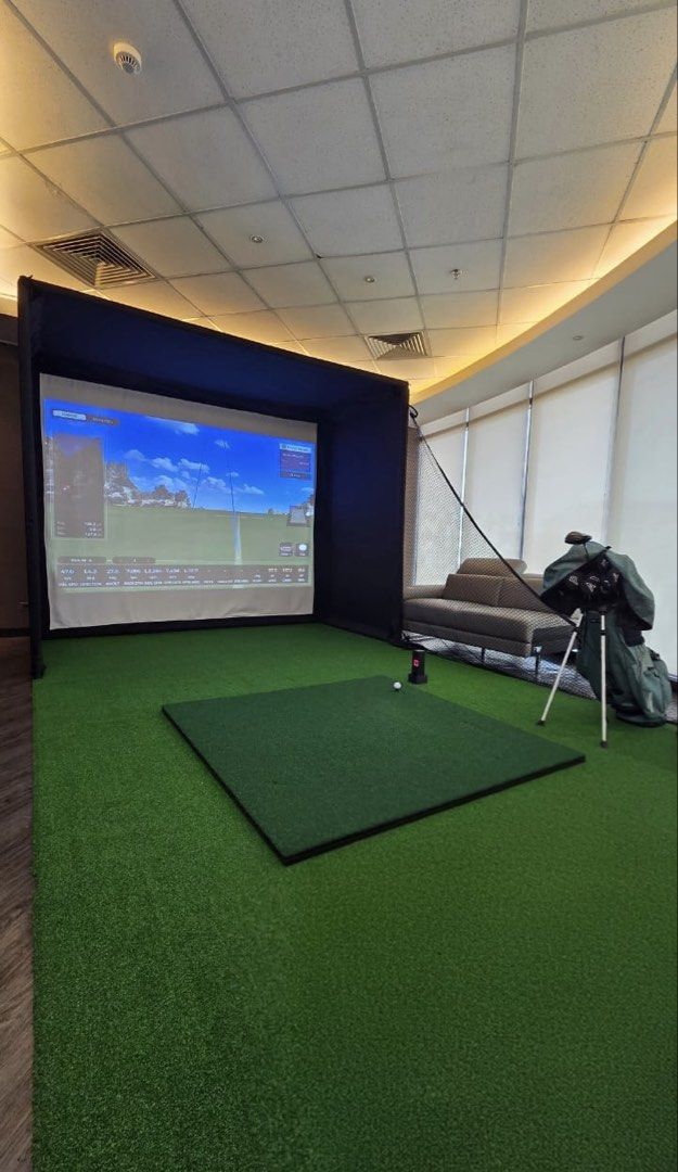 Golf Simulator Set-up (Category: Golf) located in Quezon City. Submitted by closetland (Listing ID 1463740613, Image 1). Description: - Complete golf simulator setup - Comes with launch monitor, standard golf cage enclosure, impact screen, turf, hitting mat, tablet, projector set-up, tablet - Comes with free delivery and installation within Metro Manila - Easy to set up at home or in the office - Play golf regardless of the weather!.