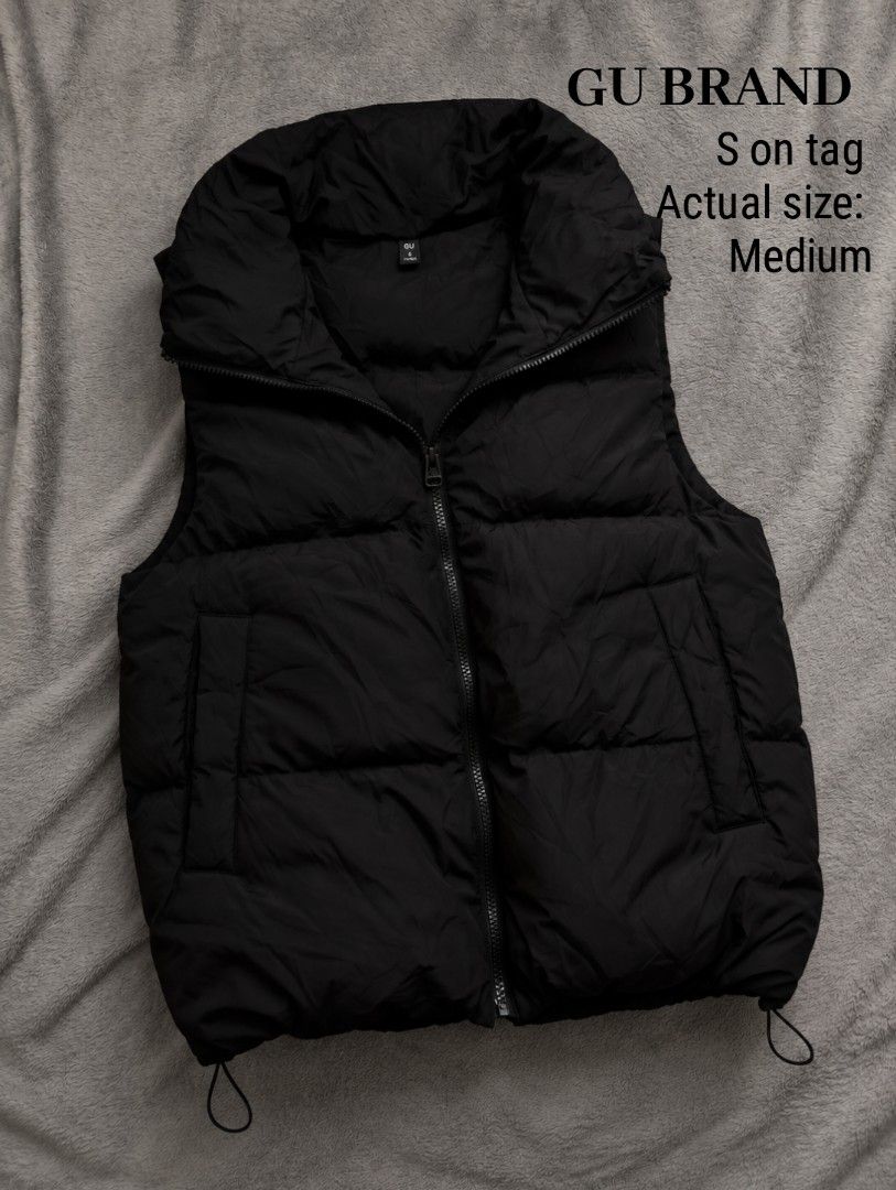 GU brand puff vest black w drawstrings (Category: Coats, Jackets and Outerwear) located in La Trinidad. Submitted by honeysplushies2 (Listing ID 1463664224, Image 1). Description: 10/10 CR s on tag actual size medium no flaws .