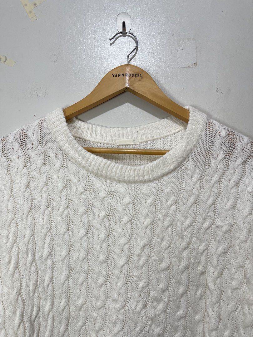 GU by Uniqlo Cable Knit Sweater (Category: Coats, Jackets and Outerwear) located in Davao. Submitted by yannrussel00 (Listing ID 1463584417, Image 3). Description: Size XL on tag Dimes W20 x L26 laid flat Condition 10/10 No issue REMINDER‼️ Items will be marked SOLD once sold. I will no longer reply to messages asking if the item is available..