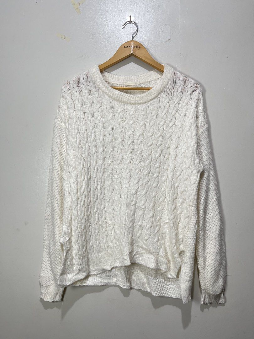 GU by Uniqlo Cable Knit Sweater (Category: Coats, Jackets and Outerwear) located in Davao. Submitted by yannrussel00 (Listing ID 1463584417, Image 1). Description: Size XL on tag Dimes W20 x L26 laid flat Condition 10/10 No issue REMINDER‼️ Items will be marked SOLD once sold. I will no longer reply to messages asking if the item is available..