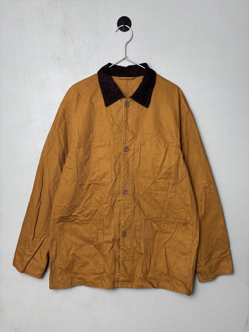 GU Japan Coverall Chore Jacket (Category: Coats, Jackets and Outerwear) located in Mandaluyong City. Submitted by fellas_ph (Listing ID 1463609924, Image 2). Description: Excellent condition No issues Size L 23.5" Width 30.5" Length.