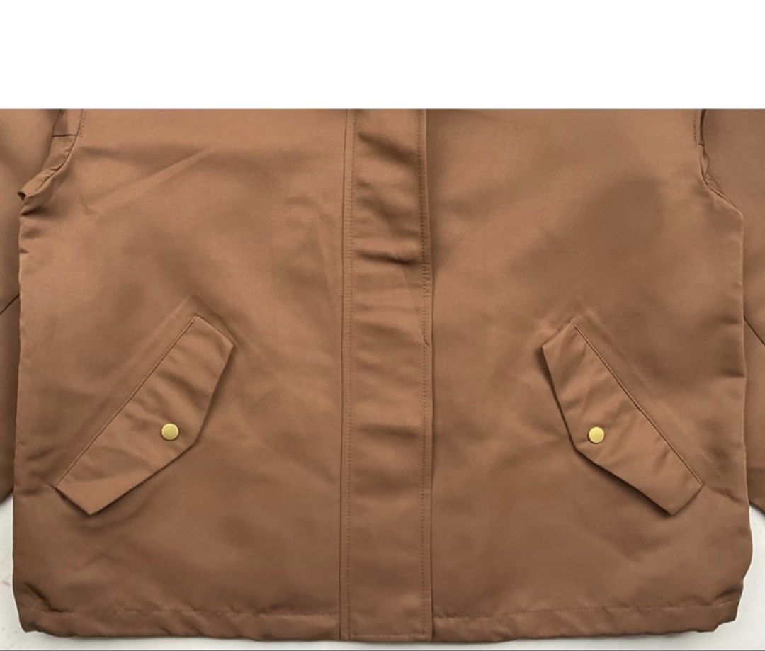 Rare Color GU Mountain Parka - Brown (Category: Coats, Jackets and Outerwear) located in Dasmarinas. Submitted by stuffsbyklay (Listing ID 1463578056, Image 3). Description: - GU Brown Hooded Jacket - Size: S fits M-L - Material: Polyester - Features: Front pockets with button closures, elasticated cuffs, zip and button front closure.