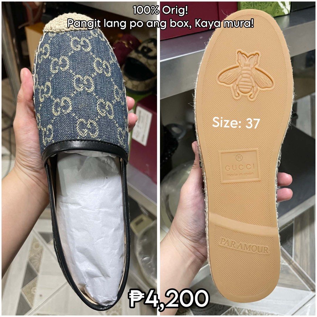Gucci Espradelle Shoes Denim (Category: Sneakers & Footwear) located in Manila. Submitted by shedrick (Listing ID 1463627981, Image 1). Description: Original Gucci Espradelle flat shoes.