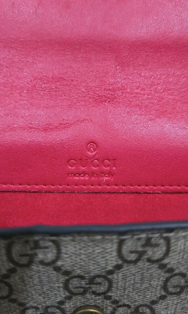 Gucci GG Supreme Monogram Mini Cherry Chain Bag (Category: Luxury Bags & Wallets) located in Bacoor. Submitted by deux_trading_corporation (Listing ID 1463728341, Image 3). Description: 47k and above on 2ndhand market. condition: Rank AB - has normal signs of wear but no damage whatsoever. payment first. you can always ask for discount/tawad but no to sobrang barat. no reservation. always check all the photos. some photo/s indicate the flaw..