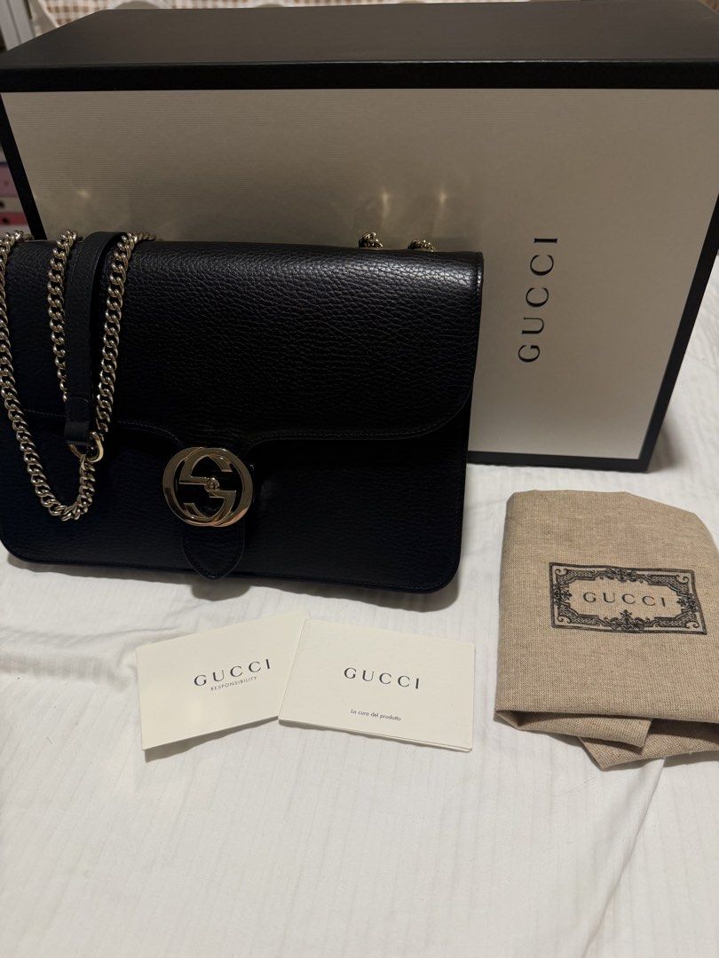 Gucci Interlocking Leather Medium 2-Way bag (Category: Luxury Bags & Wallets) located in Las Pinas. Submitted by madyparkkkk (Listing ID 1463633388, Image 1). Description: RFS: decluttering personal bags. Inclusion: Box, cards, dustbag Issue: Minimal hairline on hardware (not noticeable at all).