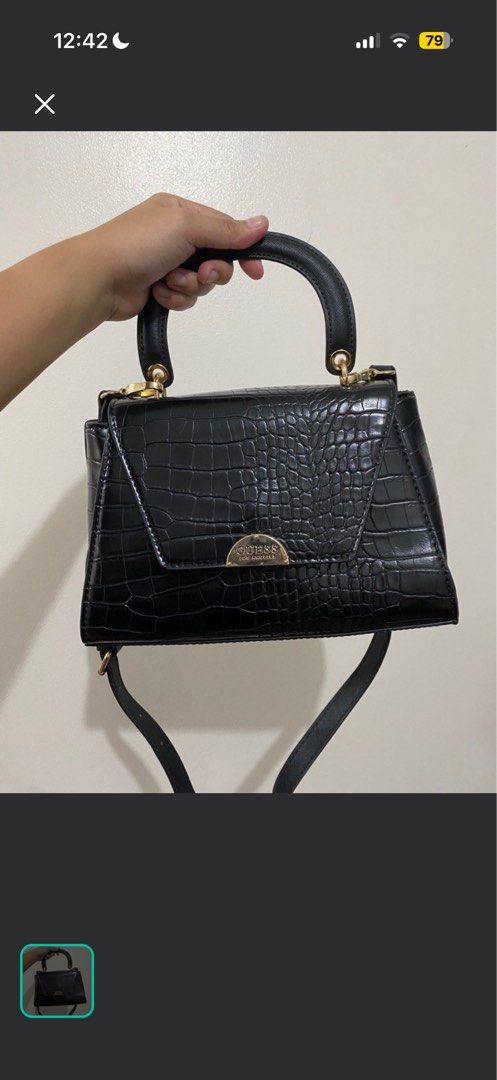 Guess Croc Embossed Top Handle Bag (Category: Shoulder Bags) located in Manila. Submitted by cb_curations (Listing ID 1463713156, Image 1). Description: Authentic Guess handbag in black .