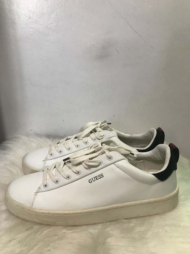 Guess White Leather Sneakers (Category: Sneakers) located in Manila. Submitted by vincent.seller (Listing ID 1463623390, Image 2). Description: - Brand: Guess - Color: White - Material: Leather - Style: Classic low-top sneakers - Closure: Lace-up - Features: Guess logo on side and heel tab - Size: 43 - Condition: Comes with original box.