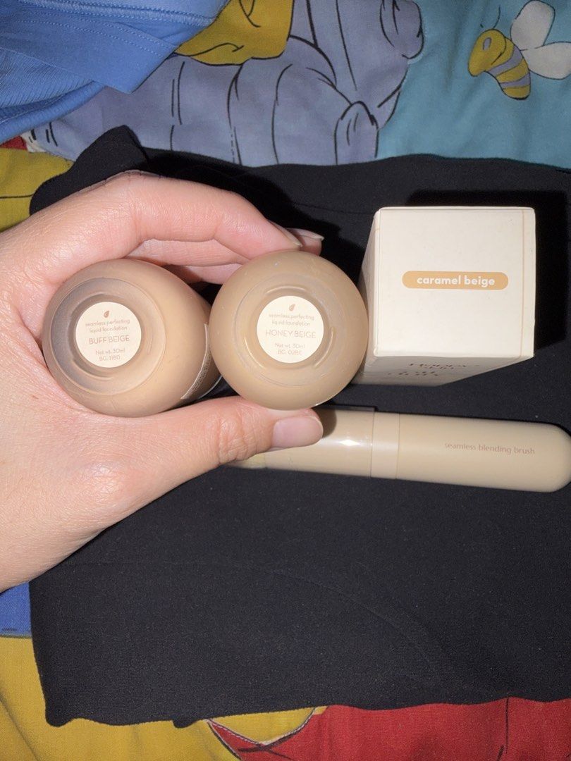 Happy Skin Off Duty BUNDLE (includes blending brush) (Category: Makeup) located in Quezon City. Submitted by rafaselle (Listing ID 1463630792, Image 2). Description: Get ALL for 900! - Happy Skin Off Duty Seamless Perfecting Liquid Foundation Shades: Buff Beige (opened March 2026) & Honey Beige (opened September 2026 — only used once) - Happy Skin Off Duty Seamless Perfecting Stick Foundation in Caramel Beige (never used) - Includes Seamless Blen