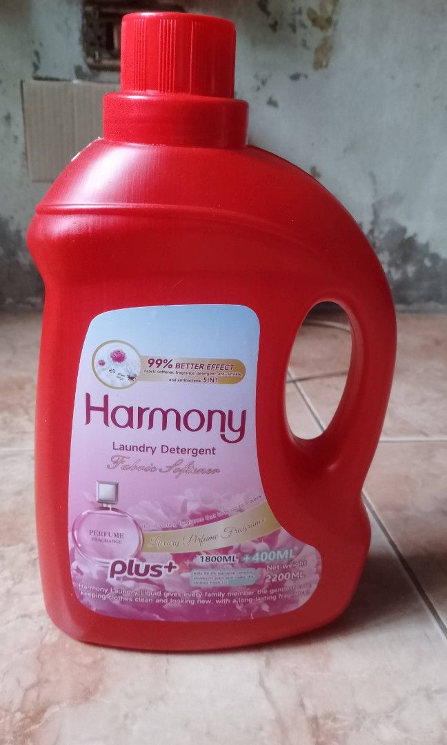 Harmony Laundry Detergent Fabric Softener 2200ML Plus (Category: Detergents) located in Manila. Submitted by journnierph (Listing ID 1463620552, Image 3). Description: 🧺 Harmony Laundry Detergent + Fabric Softener Plus+ 2200ML - ₱330 ONLY! ✨ Details: - Net Weight: 2200ML (1800ML + 400ML FREE!) - 5in1: Detergent + Fabric Softener + Fragrance + Anti-bacterial + 99% Better Effect - Scent: Luxury Perfume Fragrance - long lasting bango up to 1 week! 