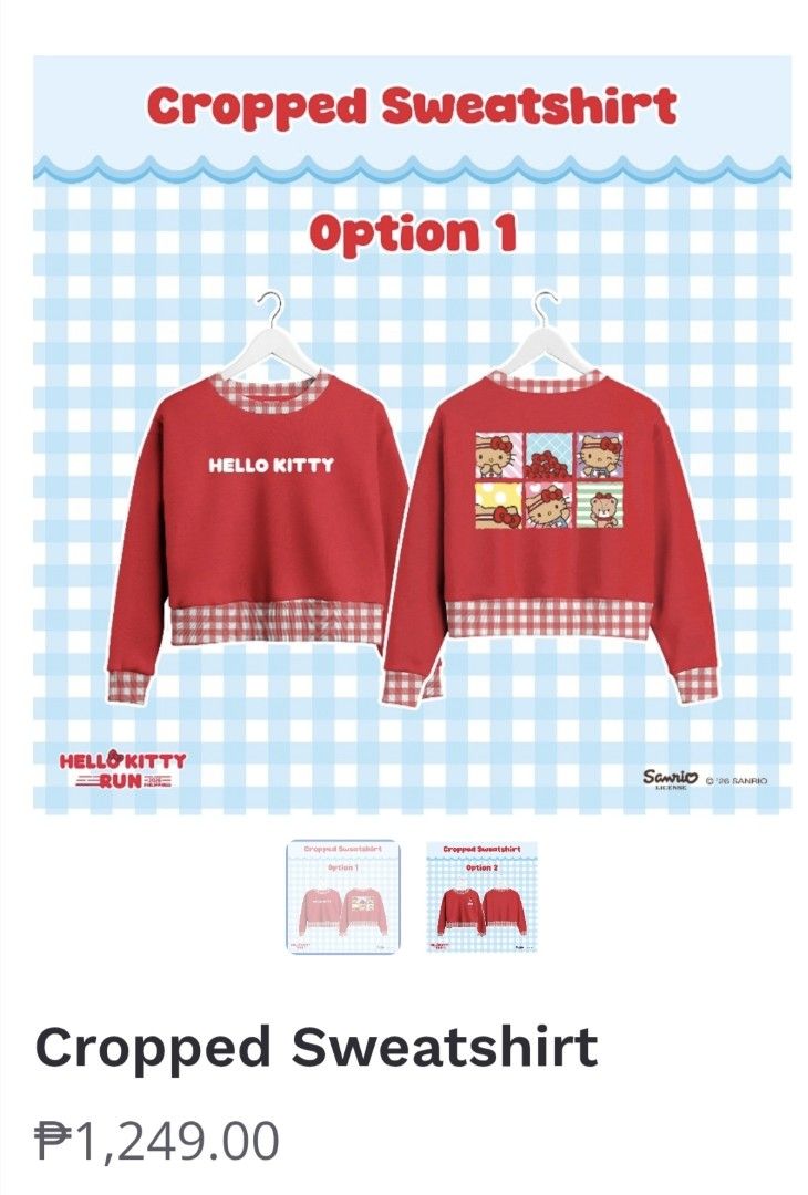 Hello Kitty Run 2026 Merch Pre-order (Category: Activewear) located in Bacoor. Submitted by crystalsky_22 (Listing ID 1463662622, Image 2). Description: 🎀 pre-order (price include pasabay fee and processing fee sa website) 🎀 tatakbo ako sa mismong run kaya order na ☺️ 🎀 SF shouldered by the buyer 🎀 Location: Ortigas Pasig,Bacoor or MRT Taft and Ortigas.