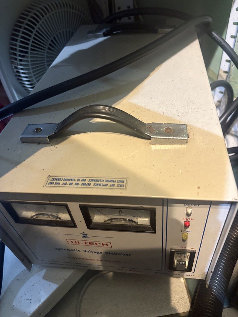 Hi Tech 5000 AVR (Category: Other Home Appliances) located in Muntinlupa City. Submitted by olkopi (Listing ID 1463711809, Image 2). Description: Hi Tech Automatic Voltage Regulator 5KVA AVR In very good condition Heavy duty and durable Servo type Bought it for 14,000 Selling for 10,000 Good for coffee machine, heavy duty appliances, ice cream maker etc., Location: Putatan, Muntinlupa.