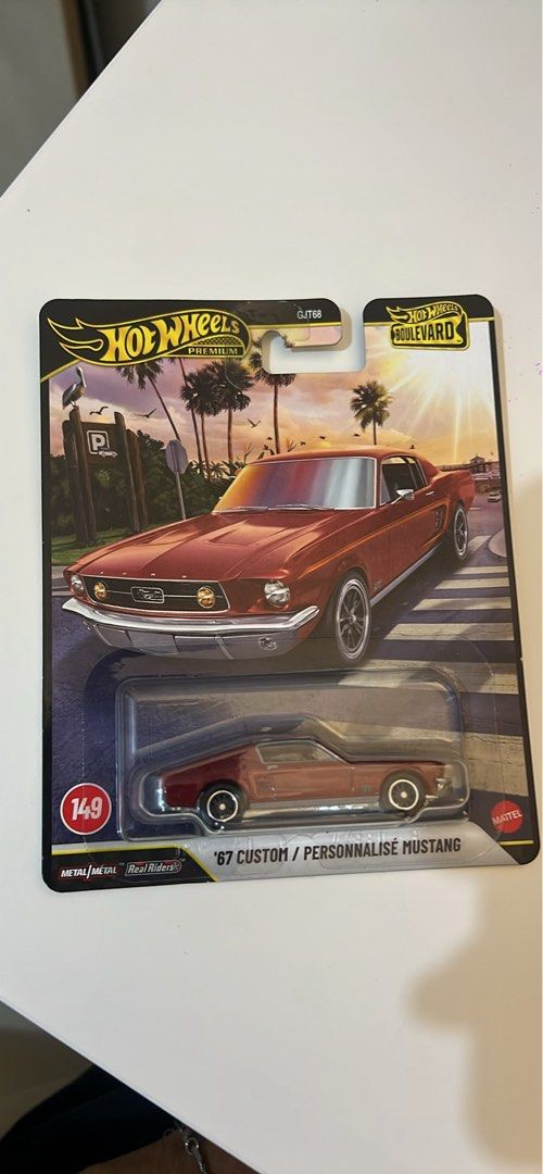 Hot Wheels Premium Boulevard '67 Custom Mustang (Category: Vehicle & Diecast Models) located in Manila. Submitted by mbasty21 (Listing ID 1463579248, Image 1). Description: - Hot Wheels Premium Boulevard Series - Model: '67 Custom Mustang - Features Real Riders wheels - Comes in original packaging - Perfect for collectors.