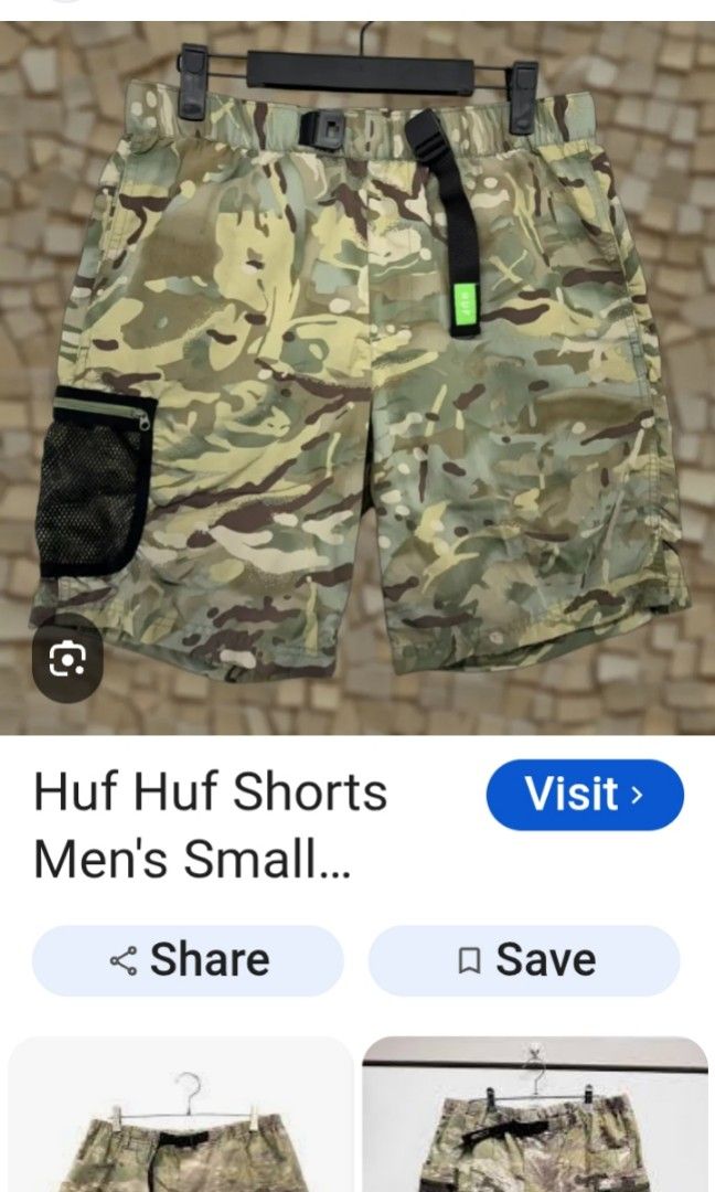 HUF camouflage packable short 🔥 (Category: Shorts) located in Manila. Submitted by quikh.3018 (Listing ID 1463668149, Image 1). Description: HUF camouflage packable short 🔥 medium waist 32 -34 stretch 📌 length 18📌 excellent condition 👍 Muntinlupa location 📍.