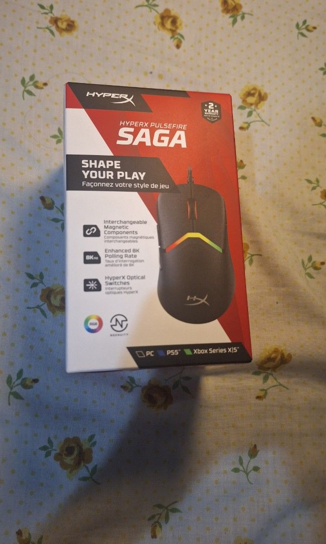 HyperX Pulsefire Saga Gaming Mouse (Category: Controllers) located in Manila. Submitted by roy.vicencio_140 (Listing ID 1463651292, Image 1). Description: HyperX Pulsefire Saga 26k DPI HyperFlex 2 Cable 69 grams - UNOPENED - RFS: Nakuha lang sa raffle - - - - - - - - - - - - - - - - - - - - - - - - Gcash Lalamove 📍San Andres, Cainta Rizal.